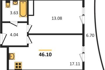 Фото №1: 1-комнатная квартира 46&nbsp;м², 20/24&nbsp;эт. - Берёзовый, мкр. Витаминкомбинат, 