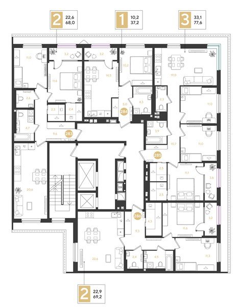 Фото №8: 1-комнатная квартира 37&nbsp;м², 2/18&nbsp;эт. - Краснодар, Прикубанский внутригородской округ, мкр. квартал Самолёт 7