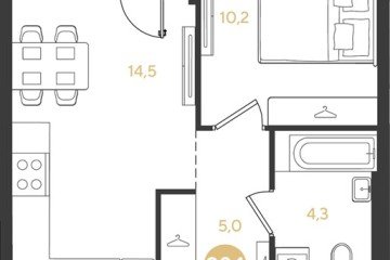 Фото №1: 1-комнатная квартира 37 м², 2/18 эт. - Краснодар, мкр. квартал Самолёт 7,