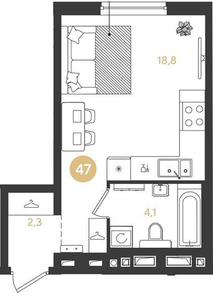 Фото №1: Студия 25&nbsp;м², 3/18&nbsp;эт. - Краснодар, Прикубанский внутригородской округ, мкр. квартал Самолёт 7