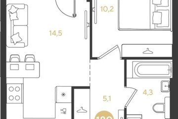 Фото №1: 1-комнатная квартира 37 м², 4/18 эт. - Краснодар, мкр. квартал Самолёт 7,