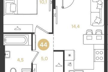 Фото №1: 1-комнатная квартира 37 м², 7/18 эт. - Краснодар, мкр. квартал Самолёт 7,