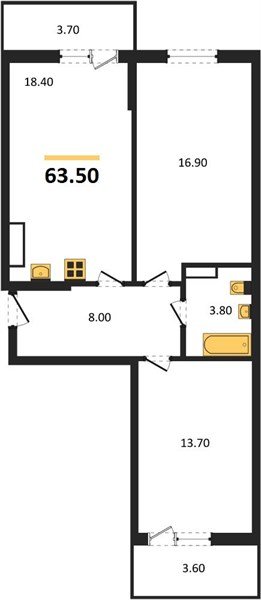 Фото №1: 2-комнатная квартира 63&nbsp;м², 4/9&nbsp;эт. - Краснодар, мкр. Прикубанский внутригородской округ