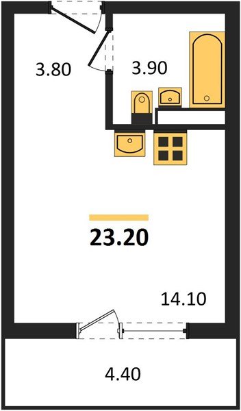 Фото №1: Студия 23&nbsp;м², 5/9&nbsp;эт. - Краснодар, мкр. Прикубанский внутригородской округ