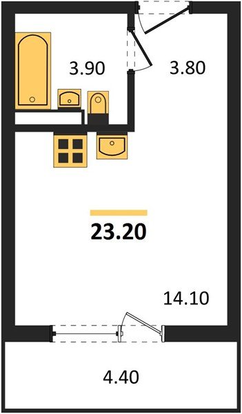Фото №1: Студия 23&nbsp;м², 8/9&nbsp;эт. - Краснодар, мкр. Прикубанский внутригородской округ