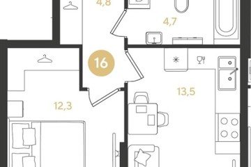 Фото №1: 1-комнатная квартира 35 м², 3/18 эт. - Краснодар, мкр. квартал Самолёт 7,