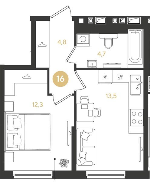 Фото №1: 1-комнатная квартира 35&nbsp;м², 3/18&nbsp;эт. - Краснодар, Прикубанский внутригородской округ, мкр. квартал Самолёт 7