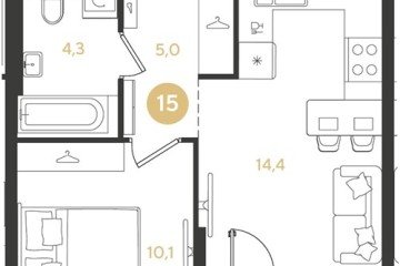 Фото №1: 1-комнатная квартира 37 м², 4/18 эт. - Краснодар, мкр. квартал Самолёт 7,