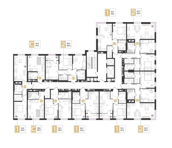 Фото №8: 1-комнатная квартира 42&nbsp;м², 8/18&nbsp;эт. - Краснодар, Прикубанский внутригородской округ, мкр. квартал Самолёт 7