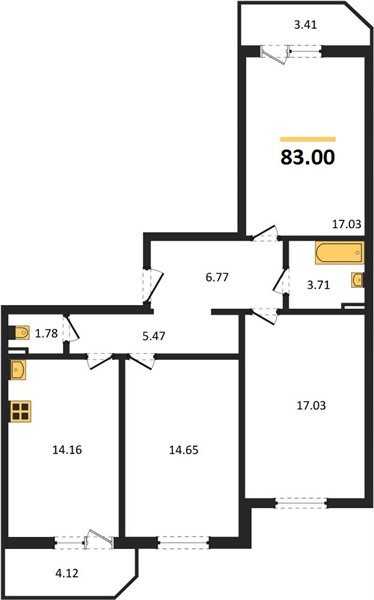 Фото №1: 3-комнатная квартира 83&nbsp;м², 9/16&nbsp;эт. - Краснодар, Прикубанский внутригородской округ, Восточный, мкр. жилой комплекс Квартал № 6, ул. Генерал-лейтенанта Александра Сапрунова, 37