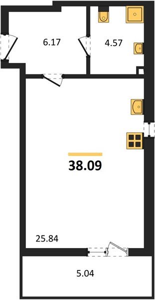 Фото №1: Студия 41&nbsp;м², 1/9&nbsp;эт. - Краснодар, Прикубанский внутригородской округ, мкр. жилой комплекс Югге