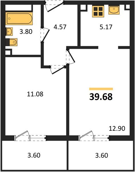 Фото №1: 1-комнатная квартира 44&nbsp;м², 1/9&nbsp;эт. - Краснодар, Прикубанский внутригородской округ, мкр. жилой комплекс Югге