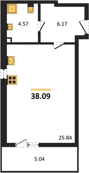 Фото №1: Студия 41&nbsp;м², 1/9&nbsp;эт. - Краснодар, Прикубанский внутригородской округ, мкр. жилой комплекс Югге