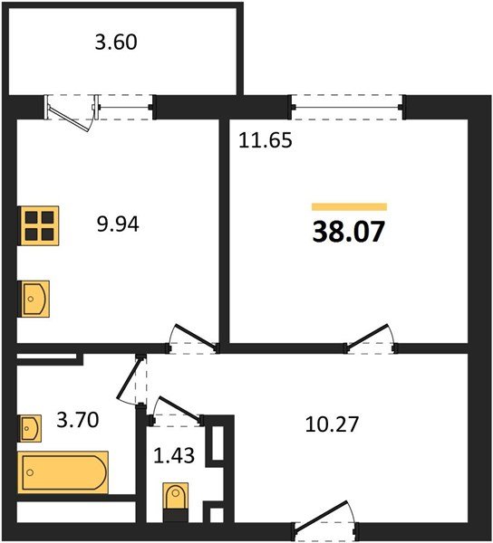 Фото №1: 1-комнатная квартира 40&nbsp;м², 9/9&nbsp;эт. - Краснодар, Прикубанский внутригородской округ, мкр. жилой комплекс Югге