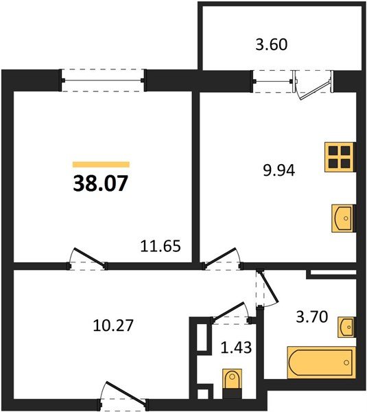 Фото №1: 1-комнатная квартира 40&nbsp;м², 9/9&nbsp;эт. - Краснодар, Прикубанский внутригородской округ, мкр. жилой комплекс Югге