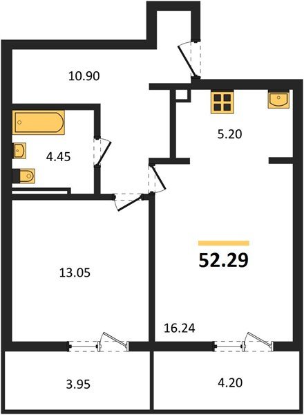 Фото №1: 1-комнатная квартира 57&nbsp;м², 1/9&nbsp;эт. - Краснодар, Прикубанский внутригородской округ, мкр. жилой комплекс Югге