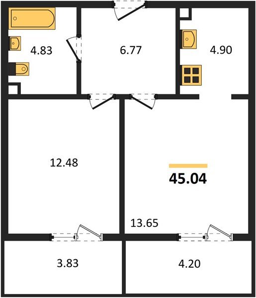 Фото №1: 1-комнатная квартира 50&nbsp;м², 1/9&nbsp;эт. - Краснодар, Прикубанский внутригородской округ, мкр. жилой комплекс Югге