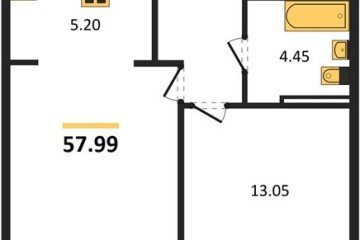 Фото №1: 1-комнатная квартира 57 м², 1/9 эт. - Краснодар, мкр. жилой комплекс Югге,