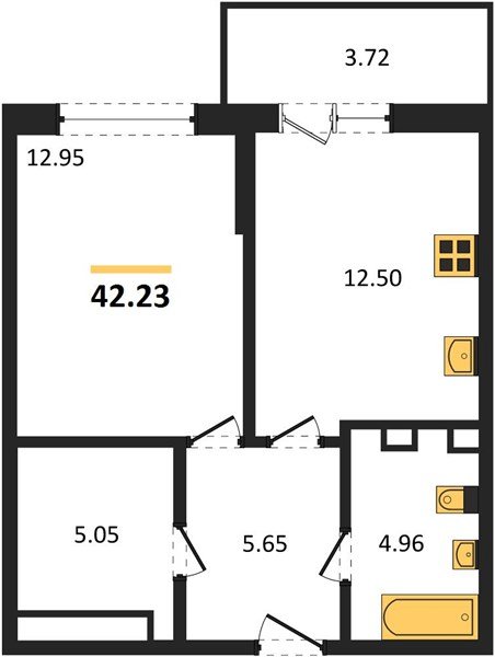 Фото №1: 1-комнатная квартира 44&nbsp;м², 1/9&nbsp;эт. - Краснодар, Прикубанский внутригородской округ, мкр. жилой комплекс Югге