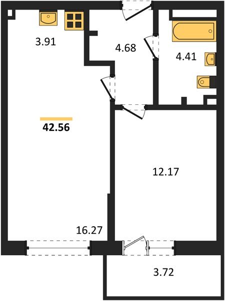 Фото №1: 1-комнатная квартира 45&nbsp;м², 1/9&nbsp;эт. - Краснодар, Прикубанский внутригородской округ, мкр. жилой комплекс Югге