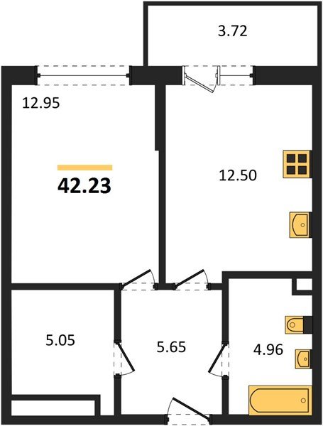 Фото №1: 1-комнатная квартира 44&nbsp;м², 1/9&nbsp;эт. - Краснодар, Прикубанский внутригородской округ, мкр. жилой комплекс Югге