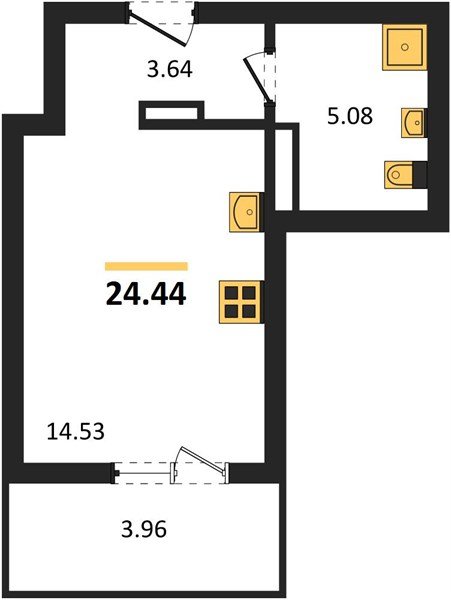 Фото №1: Студия 27&nbsp;м², 2/9&nbsp;эт. - Краснодар, Прикубанский внутригородской округ, мкр. жилой комплекс Югге