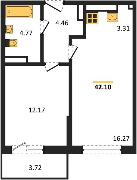Фото №1: 1-комнатная квартира 44&nbsp;м², 2/9&nbsp;эт. - Краснодар, Прикубанский внутригородской округ, мкр. жилой комплекс Югге