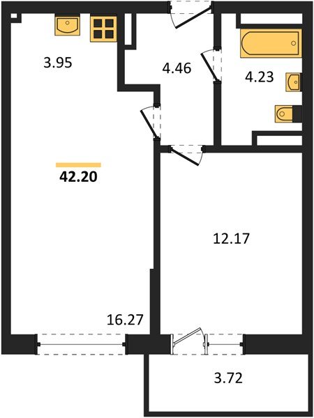 Фото №1: 1-комнатная квартира 44&nbsp;м², 2/9&nbsp;эт. - Краснодар, Прикубанский внутригородской округ, мкр. жилой комплекс Югге