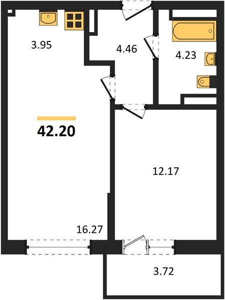 Фото №1: 1-комнатная квартира 44&nbsp;м², 5/9&nbsp;эт. - Краснодар, Прикубанский внутригородской округ, мкр. жилой комплекс Югге