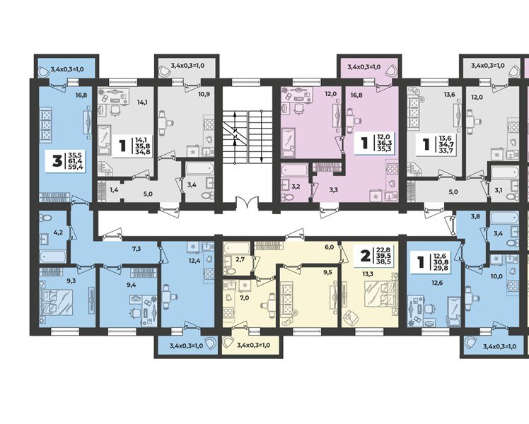 Фото №8: 1-комнатная квартира 35&nbsp;м², 5/5&nbsp;эт. - Новая Адыгея, мкр. жилой комплекс Дарград