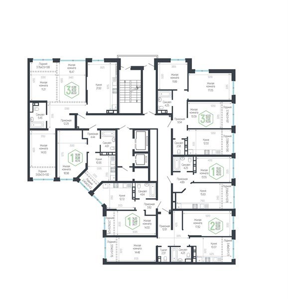 Фото №8: 2-комнатная квартира 65&nbsp;м², 16/24&nbsp;эт. - Краснодар, Центральный внутригородской округ, мкр. Черёмушки