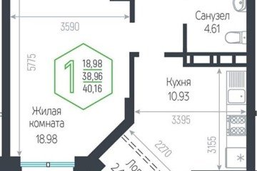 Фото №1: 1-комнатная квартира 40 м², 16/24 эт. - Краснодар, мкр. Черёмушки,