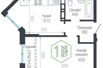 Фото №1: 1-комнатная квартира 36 м², 14/24 эт. - Краснодар, мкр. Черёмушки,