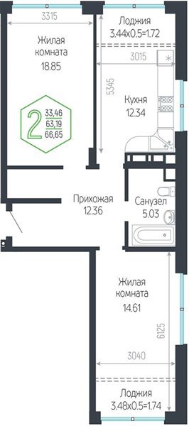 Фото №1: 2-комнатная квартира 66&nbsp;м², 5/24&nbsp;эт. - Краснодар, Центральный внутригородской округ, мкр. Черёмушки