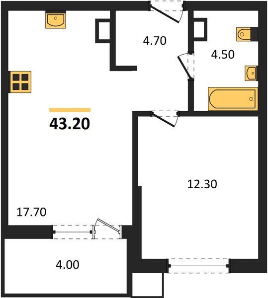 Фото №1: 1-комнатная квартира 43&nbsp;м², 3/18&nbsp;эт. - Краснодар, Прикубанский внутригородской округ, мкр. Парк Победы