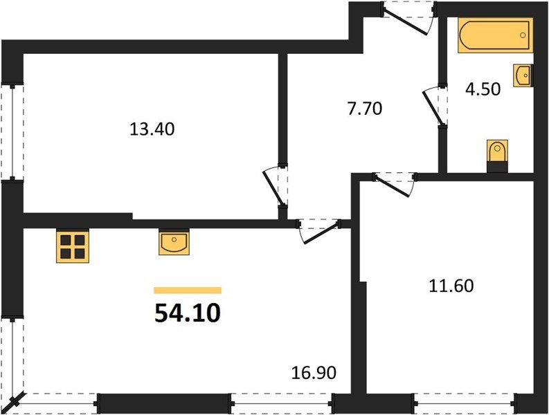Фото №1: 2-комнатная квартира 54&nbsp;м², 2/16&nbsp;эт. - Краснодар, Прикубанский внутригородской округ, мкр. Догма Парк
