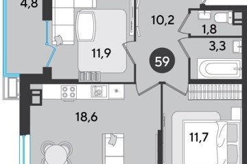 Фото №1: 2-комнатная квартира 62 м², 2/9 эт. - Краснодар, мкр. Парк Победы,