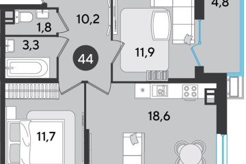Фото №1: 2-комнатная квартира 62 м², 3/9 эт. - Краснодар, мкр. Парк Победы,