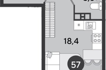 Фото №1: Студия 25 м², 5/9 эт. - Краснодар, мкр. Парк Победы,