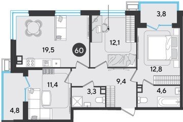 Фото №1: 3-комнатная квартира 81 м², 6/9 эт. - Краснодар, мкр. Парк Победы,