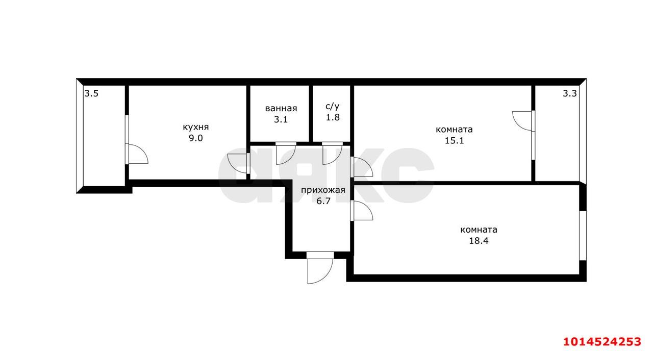 Фото №5: 2-комнатная квартира 54&nbsp;м², 1/5&nbsp;эт. - Новая Адыгея, мкр. жилой комплекс Золотая линия, ул. Бжегокайская, 29/1В