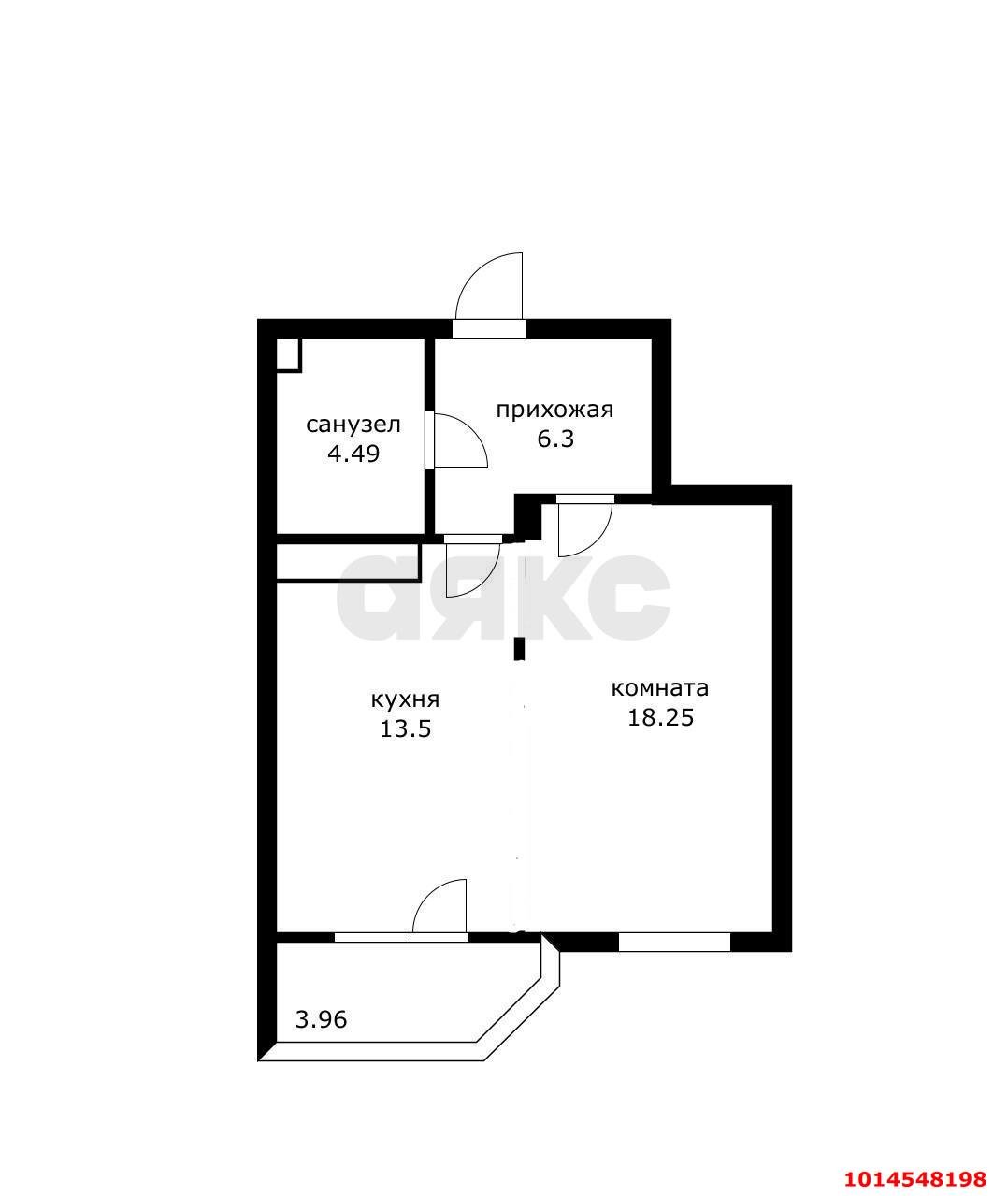 Фото №4: 1-комнатная квартира 48&nbsp;м², 14/16&nbsp;эт. - Краснодар, Прикубанский внутригородской округ, Фестивальный, мкр. Солнечный, пр-кт Константина Образцова, 25/1
