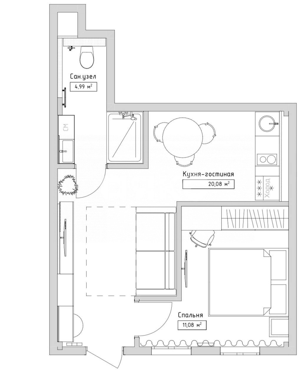 Фото №31: Апартаменты 37&nbsp;м², 1/6&nbsp;эт. - Сочи, р. Центральный, ул. Конституции СССР, 18