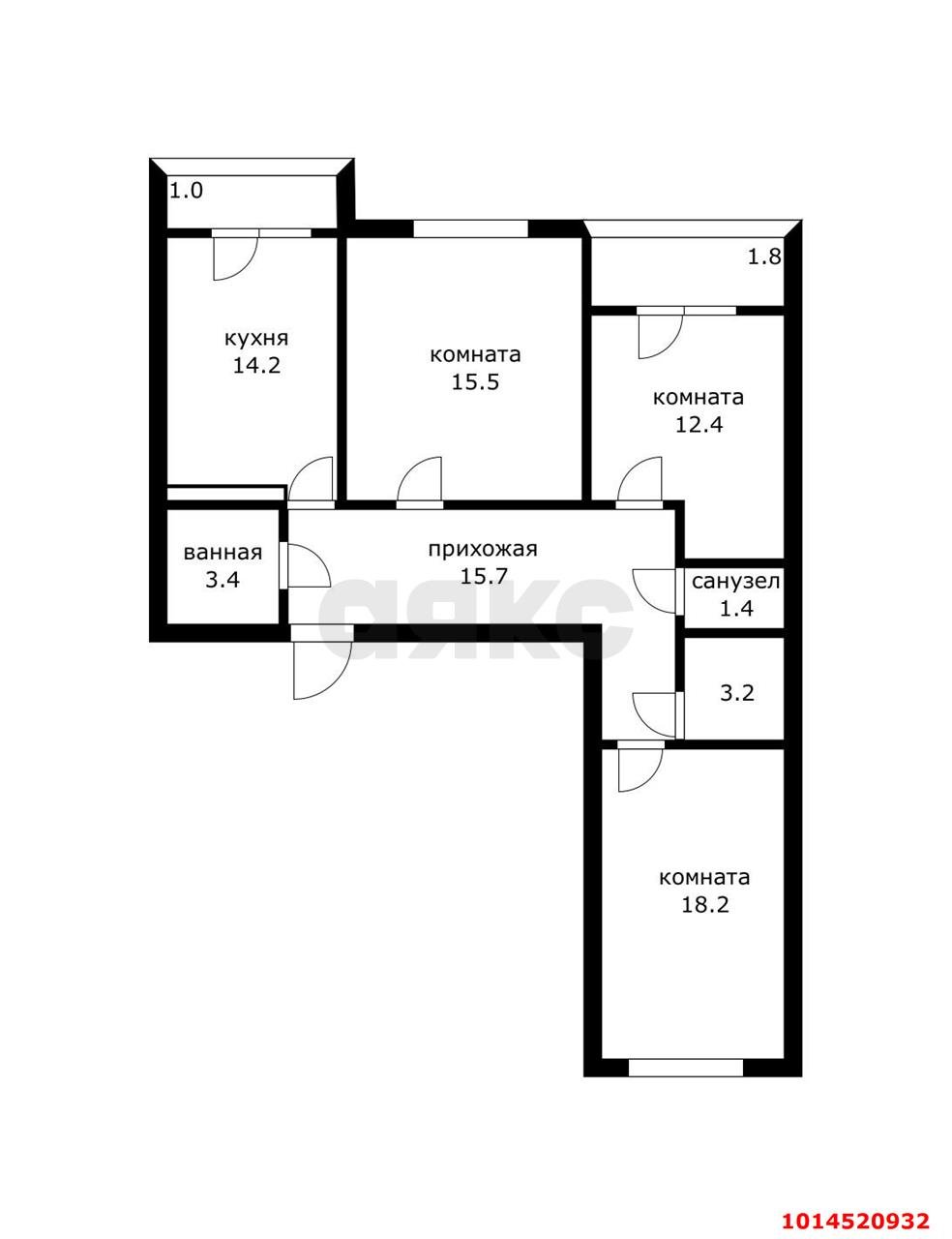 Фото №4: 3-комнатная квартира 90&nbsp;м², 13/23&nbsp;эт. - Краснодар, Карасунский внутригородской округ, мкр. Почтовый, пр-кт имени писателя Знаменского, 20