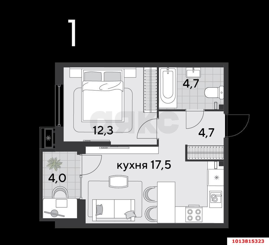 Фото №10: 1-комнатная квартира 43&nbsp;м², 9/18&nbsp;эт. - Краснодар, Прикубанский внутригородской округ, мкр. Парк Победы, ул. Героя Пешкова, 14