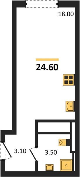 Фото №1: Студия 24&nbsp;м², 8/18&nbsp;эт. - Краснодар, Прикубанский внутригородской округ, мкр. квартал Самолёт 7