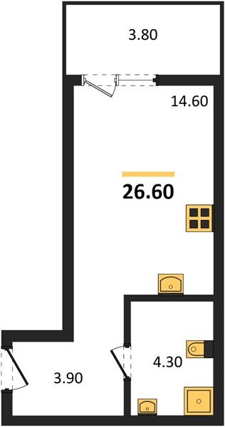 Фото №1: Студия 26&nbsp;м², 2/9&nbsp;эт. - Краснодар, мкр. Прикубанский внутригородской округ