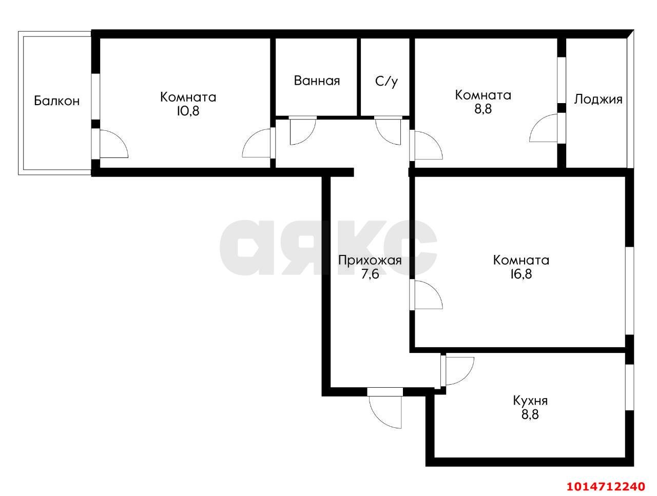 Фото №5: 3-комнатная квартира 62&nbsp;м², 9/10&nbsp;эт. - Краснодар, Карасунский внутригородской округ, мкр. Гидростроителей, ул. имени Игнатова, 16
