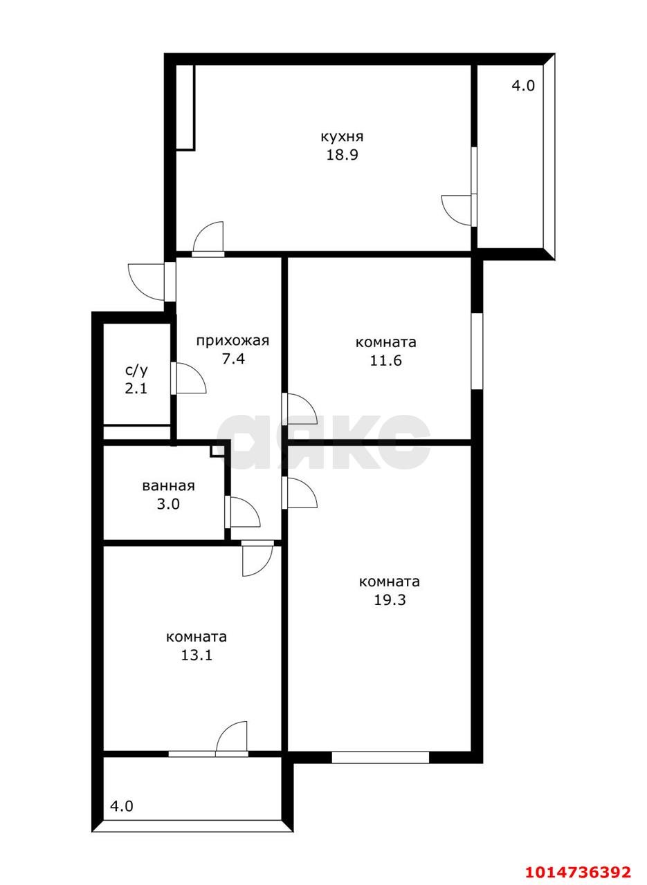 Фото №2: 3-комнатная квартира 85&nbsp;м², 2/16&nbsp;эт. - Краснодар, Карасунский внутригородской округ, мкр. Почтовый, ул. имени Валерия Гассия, 22