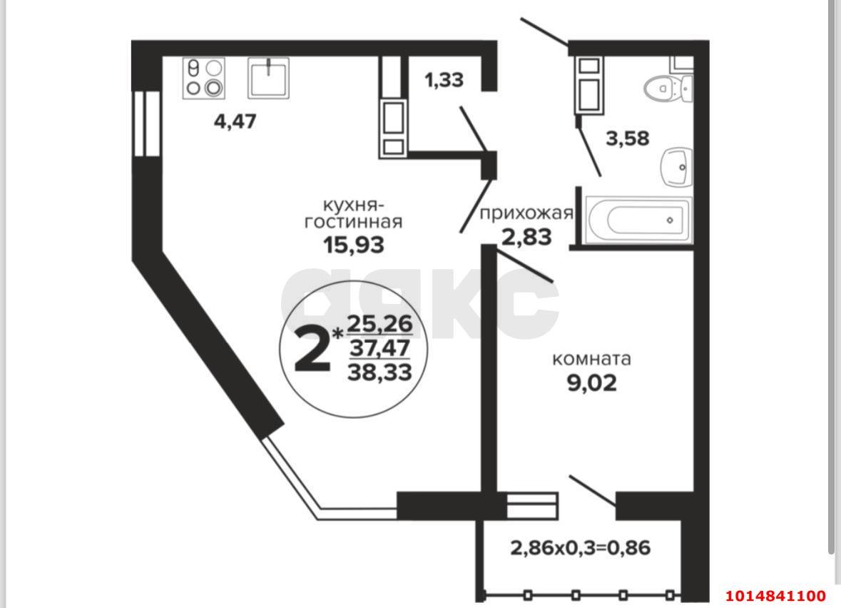 Фото №5: 2-комнатная квартира 42&nbsp;м², 3/19&nbsp;эт. - Краснодар, Прикубанский внутригородской округ, мкр. Музыкальный, ул. Российская, 257/7